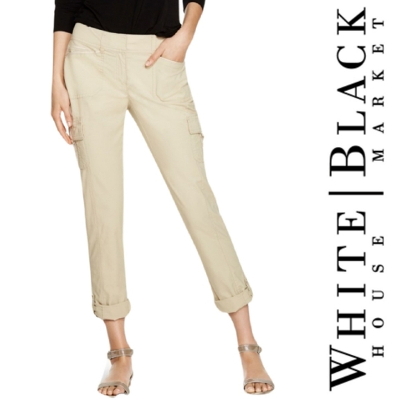 White House Black Market Convertible Ankle To Crop Cargo Pants In Color Bungalow - Picture 1 of 16